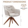Suede Black Modern Swivel Office Accent Arm Chair with Oak Wood Legs for Small Space(Set of 2)