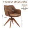 Suede Black Modern Swivel Office Accent Arm Chair with Oak Wood Legs for Small Space(Set of 2)