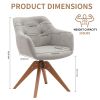 Suede Black Modern Swivel Office Accent Arm Chair with Oak Wood Legs for Small Space(Set of 2)