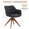 Suede Black Modern Swivel Office Accent Arm Chair with Oak Wood Legs for Small Space(Set of 2)