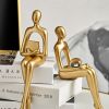 Golden Sitting Abstract Sculpture for Modern Home