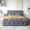 Upholstered Platform Bed with Classic Headboard and 4 Drawers;