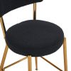 Black 2 Set Modern Teddy Fabric Upholstered Bar Stools