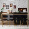 Black 2 Set Modern Teddy Fabric Upholstered Bar Stools