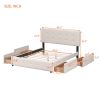 Upholstered Platform Bed with Classic Headboard and 4 Drawers;