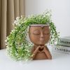 1pc Figure Flower Pot; Women Face Statue Vase Planter Ornaments;