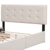 Upholstered Platform Bed with Classic Headboard and 4 Drawers;