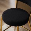 Black 2 Set Modern Teddy Fabric Upholstered Bar Stools
