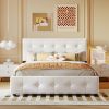 Upholstered Platform Bed with Classic Headboard and 4 Drawers;