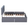Upholstered Platform Bed with Classic Headboard and 4 Drawers;