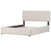 Upholstered Platform Bed with Classic Headboard and 4 Drawers;