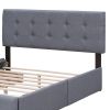 Upholstered Platform Bed with Classic Headboard and 4 Drawers;