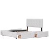 Upholstered Platform Bed with Classic Headboard and 4 Drawers;