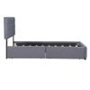 Upholstered Platform Bed with Classic Headboard and 4 Drawers;