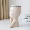 1pc Figure Flower Pot; Women Face Statue Vase Planter Ornaments;
