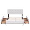 Upholstered Platform Bed with Classic Headboard and 4 Drawers;