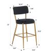 Black 2 Set Modern Teddy Fabric Upholstered Bar Stools