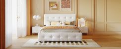 Upholstered Platform Bed with Classic Headboard and 4 Drawers;