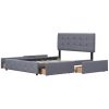 Upholstered Platform Bed with Classic Headboard and 4 Drawers;