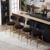 Black 2 Set Modern Teddy Fabric Upholstered Bar Stools
