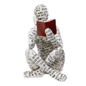 Scandinavian Modern Style; Resin Statue Of Woman Reading; (Color: A)